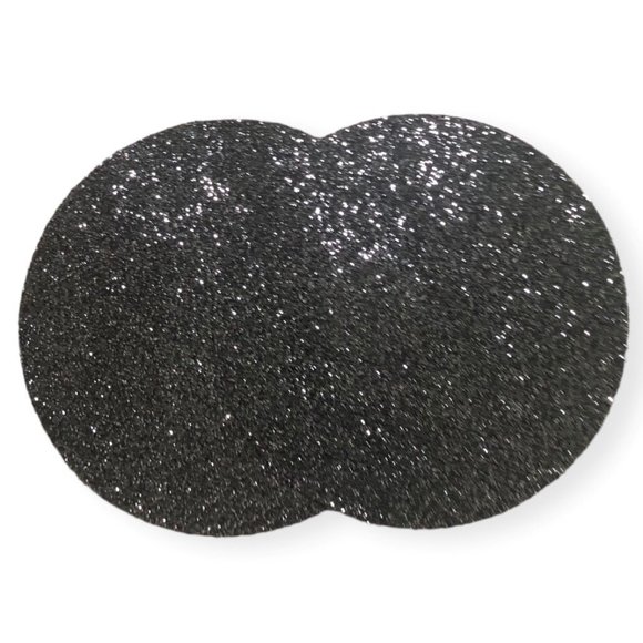 2 Sparkles Home Luminous Black Silver Placemat Charger Glam Rhinestone Halloween - Picture 1 of 5